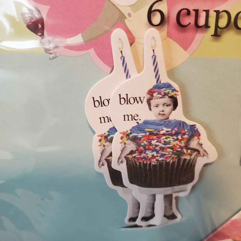 Erin Smith Art Reality Bites BLOW ME‎ Cupcake Sleeves, Toppers 6 Ct Party Humor